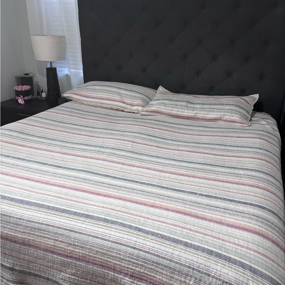 Frye Multicolor Striped Cotton Duvet King Cover with King Shams